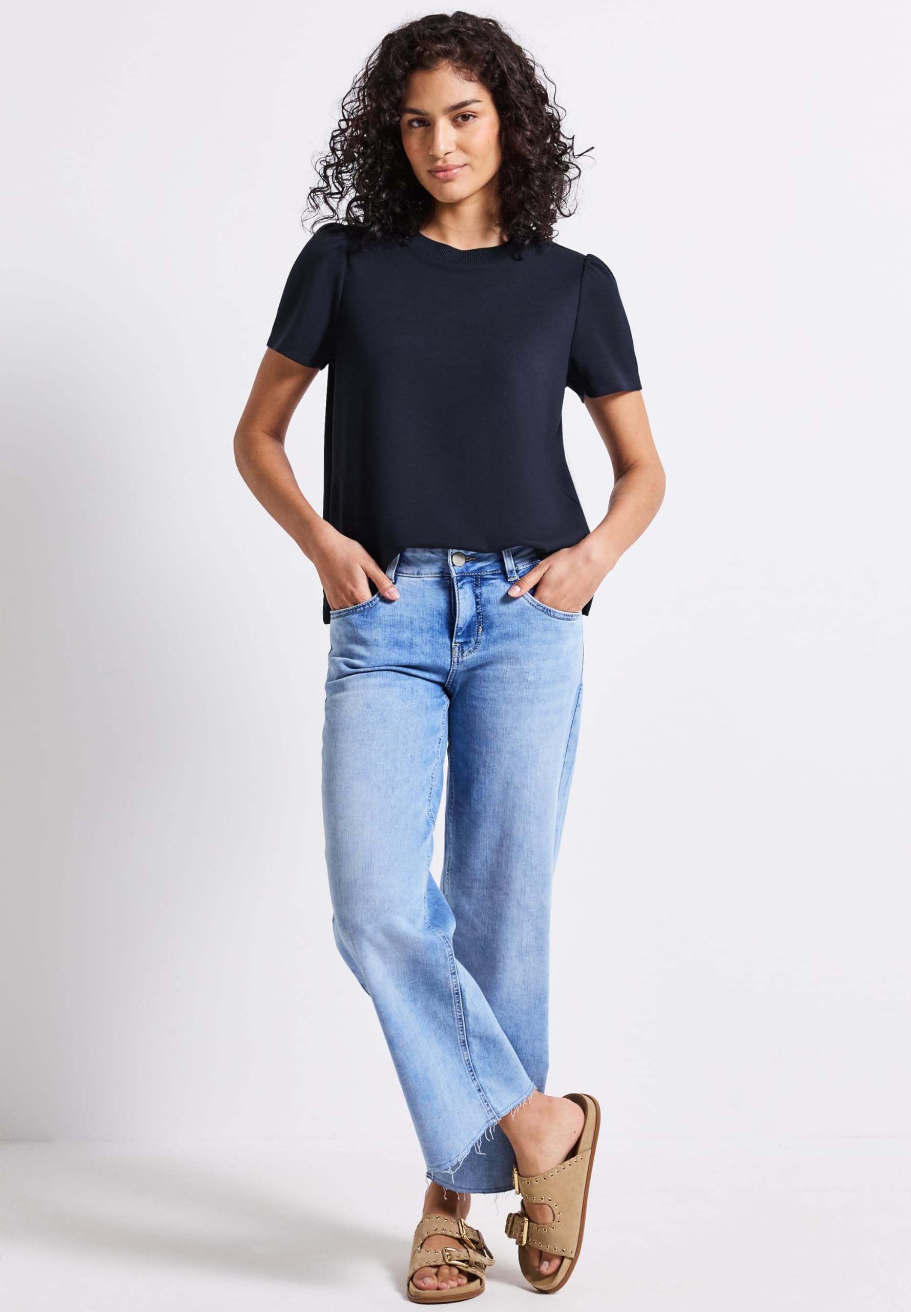 Street One Studio T-shirt z bufiastymi rękawami Dark Void Blue 36, Dark Void Blue, 36
