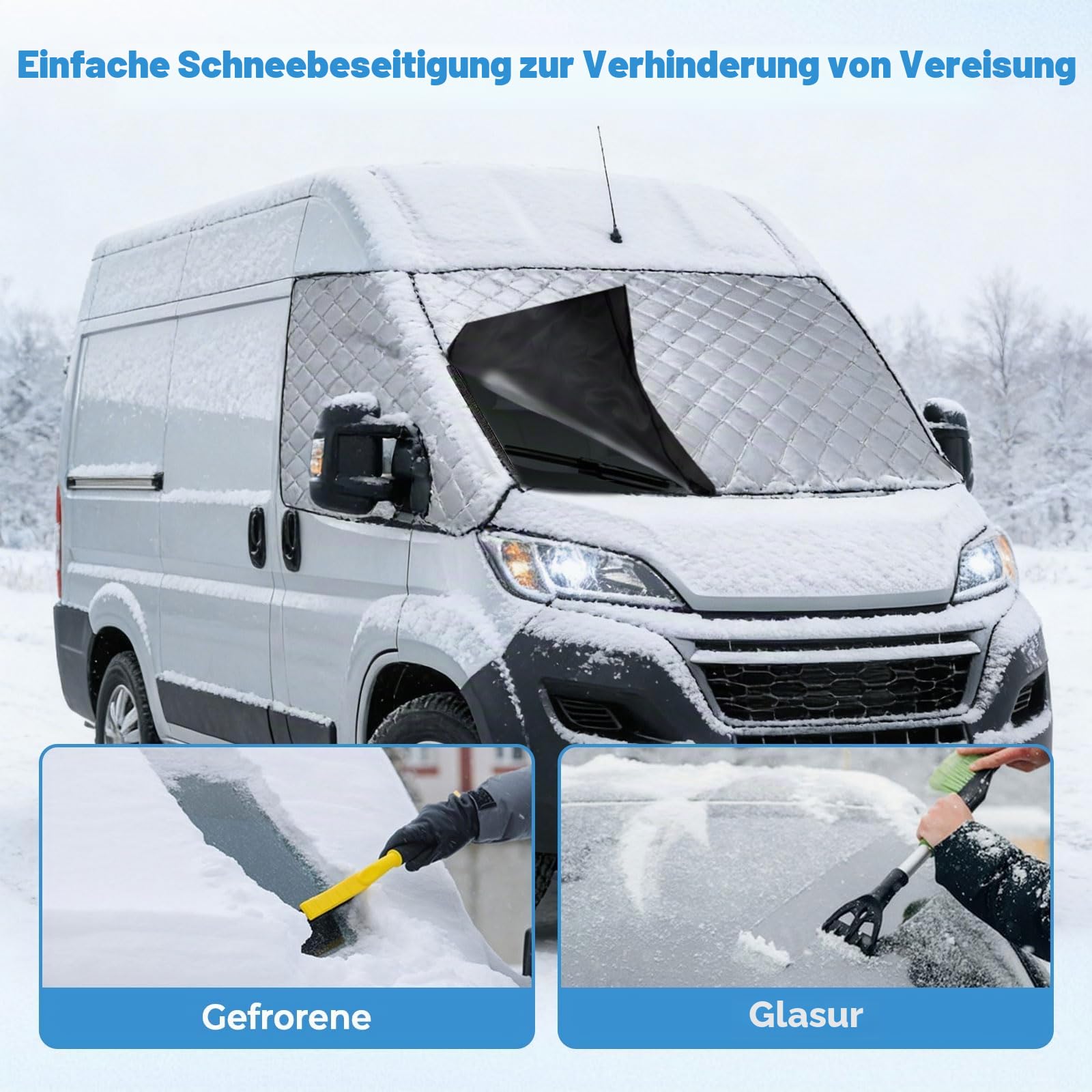 Thermo-Fenstermatte für den Außenbereich, passend für Peugeot Boxer, Citroen Jumper, FIAT Ducato X250/290, verdickte, abnehmbare Auto-Windschutzscheibenabdeckung, Sonnenschutz, Frostschutz, EIS-Hagel