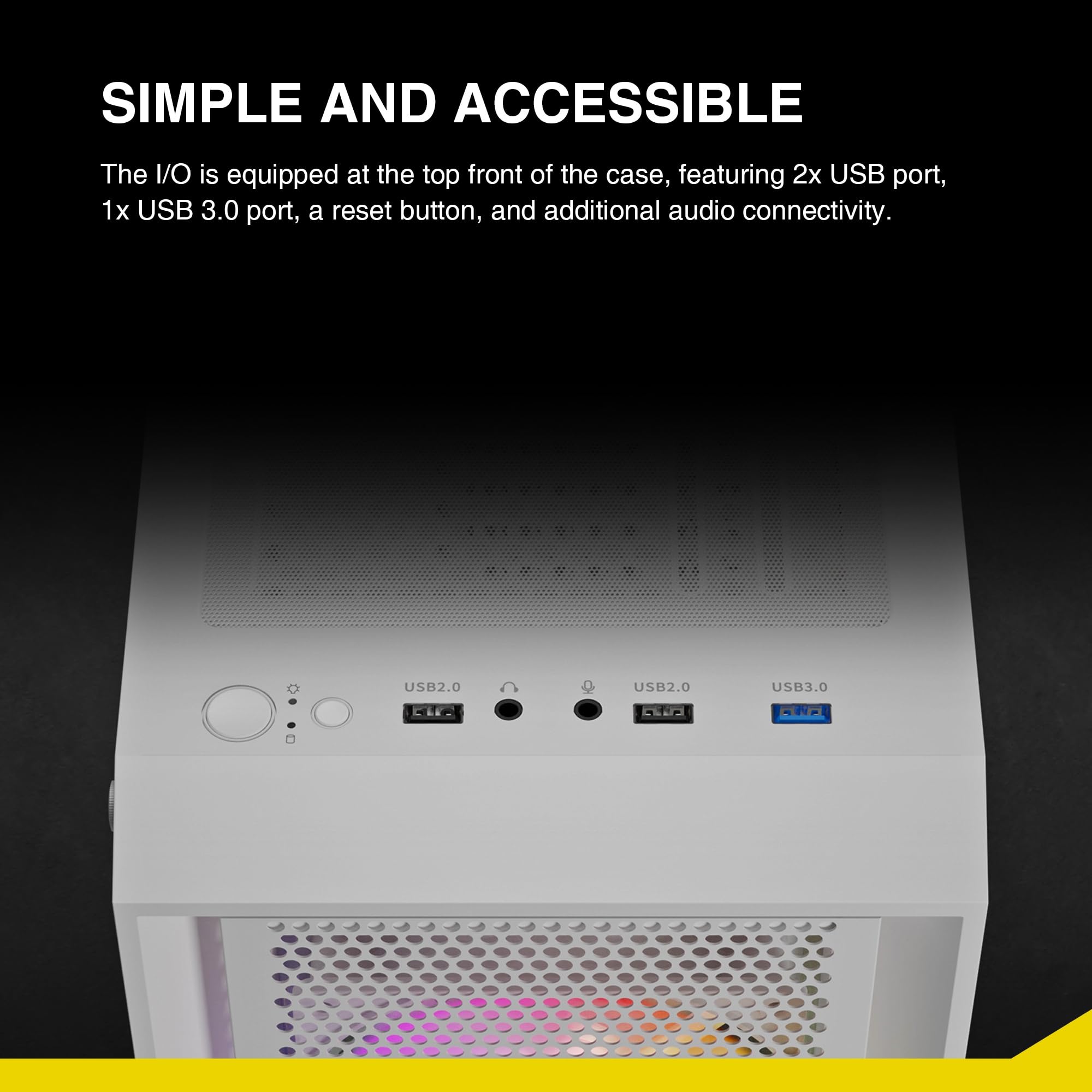 Carcasa para computadora de videojuegos ATX Mid Tower blanca con vidrio templado lateral, 4 ventiladores ARGB de 4.724 in, soporta hasta 6 ventiladores de 4.724 in, AIO/radiador de 14.173 in 5