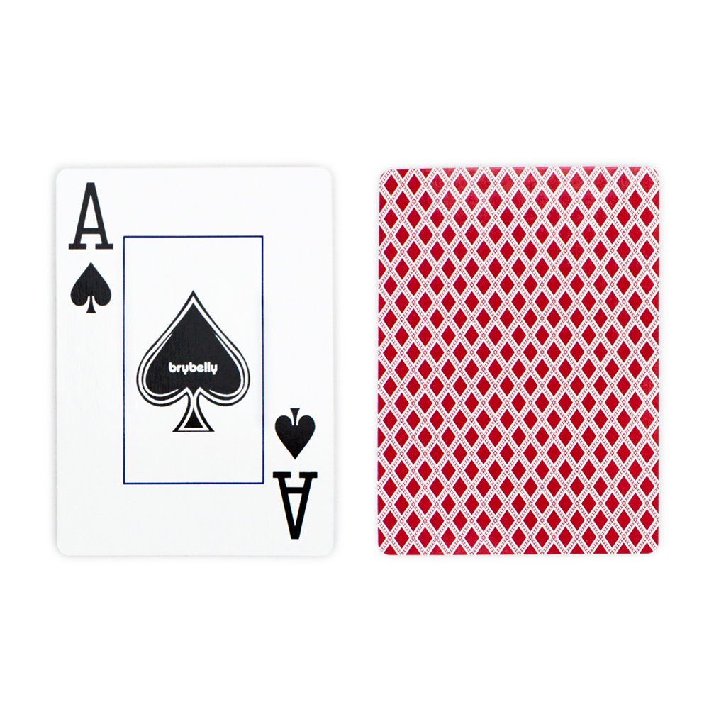 Brybelly Rot Kunststoffbeschichtete Spielkarten, Gro, Jumbo-Index, 8,9 x 6,3 cm, 54 Karten + 2 Joker, Klassisch, Fr Alle Altersgruppen