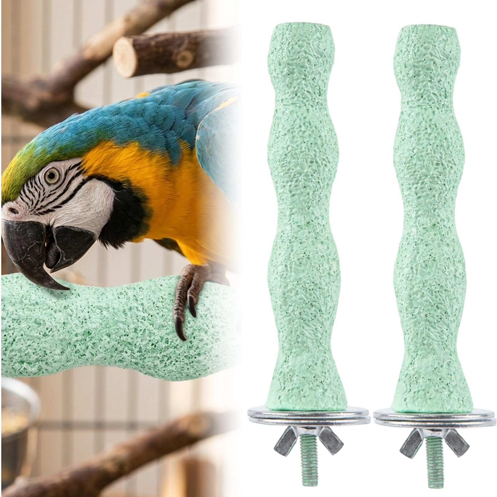 2 Pcs Parrot Perch, Anti Slip Parrot Perches For Cage, Nail Trimming and Beak Grinder Bird Perch, Budgie Perches for Birds Like Budgie Cockatiel African Grey Parrots And Parakeet