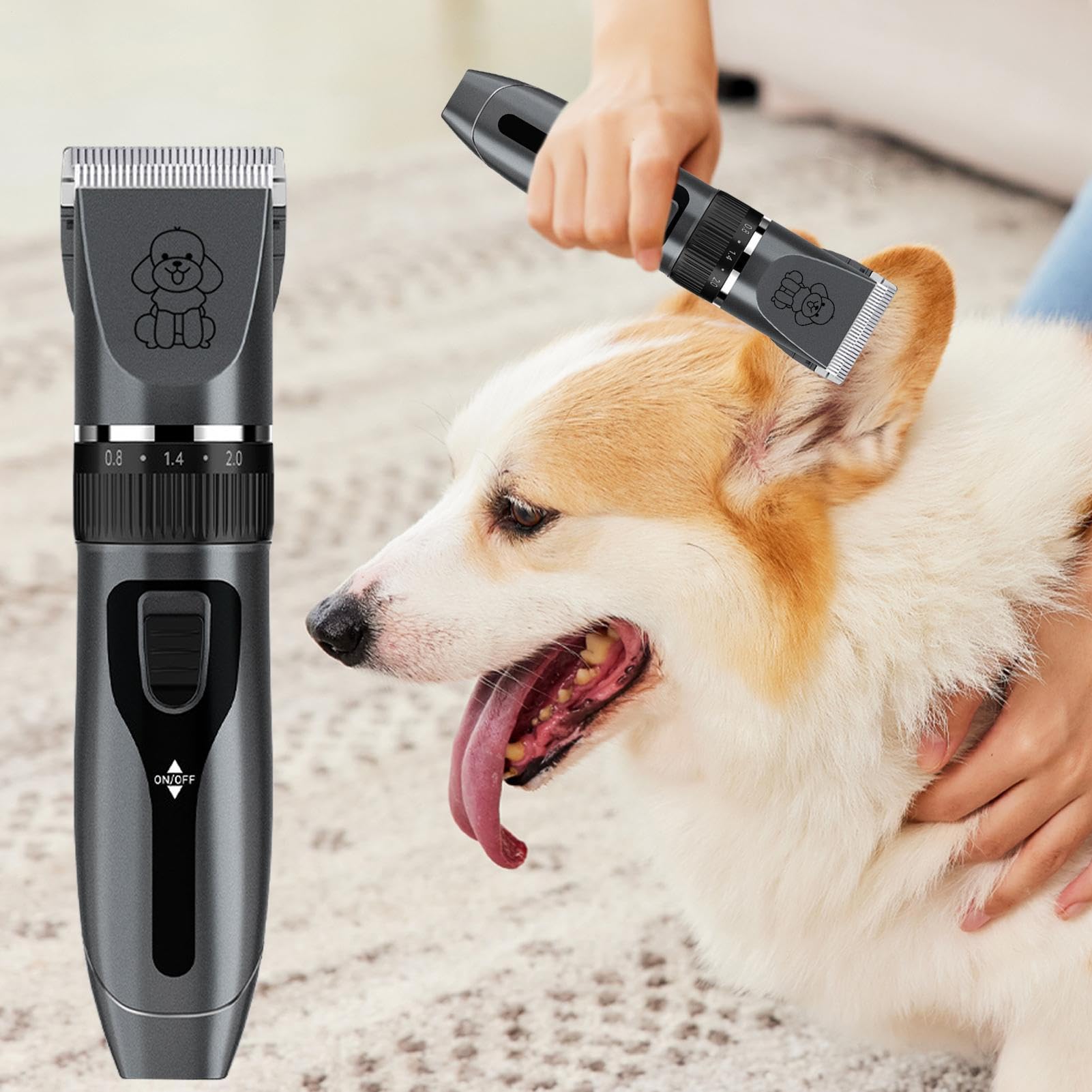 Tondeuse pour chien - Tondeuse silencieuse avec charge USB pour chiens - Texture antidérapante pour animaux de compagnie petits, moyens, grands chiots