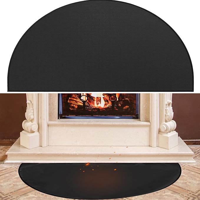 Fireproof Fireplace Mat,47×24Inch Half Round Fireplace Mat Fire Resistant Mat 3