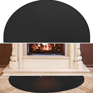 Fireproof Fireplace Mat,47×24Inch Half Round Fireplace Mat Fire Resistant Mat 3-Layer Fiberglass Fireproof Mat Fireplace Rug Hearth Pad with Flame-Retardant Fiberglass for Wood Stove