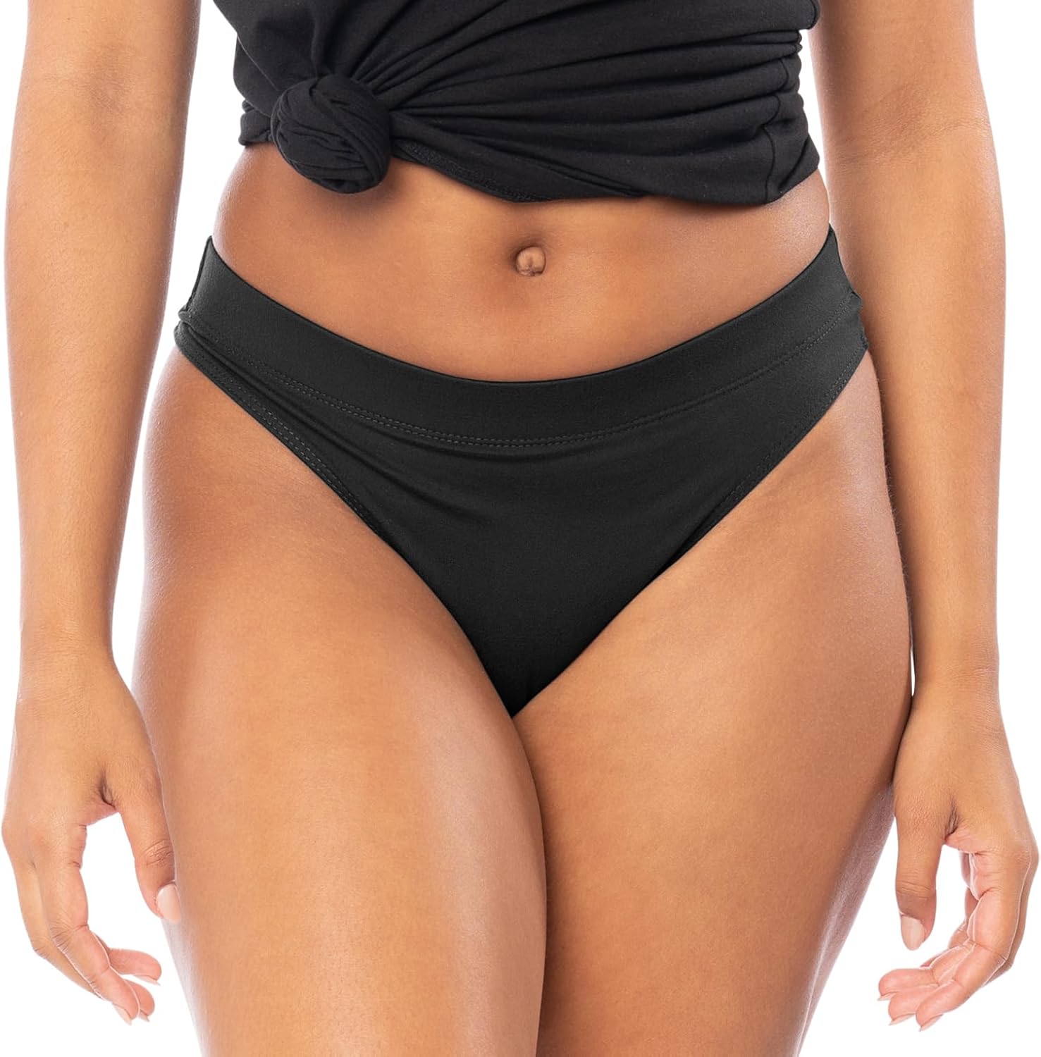 Sexy Basics Women's Sport Thong | 6 & 12 Pack | Hi Waisted Ultra Soft Seamless Any Wear Bikini Underwear - Image 3