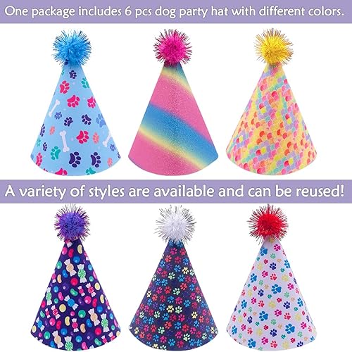 Miniatura 4 de JpGdn 6 piezas de sombrero de cumpleaños para perro, suministros de fiesta para niños medianos y grandes, cachorros, gatos, gatitos, accesorios de
