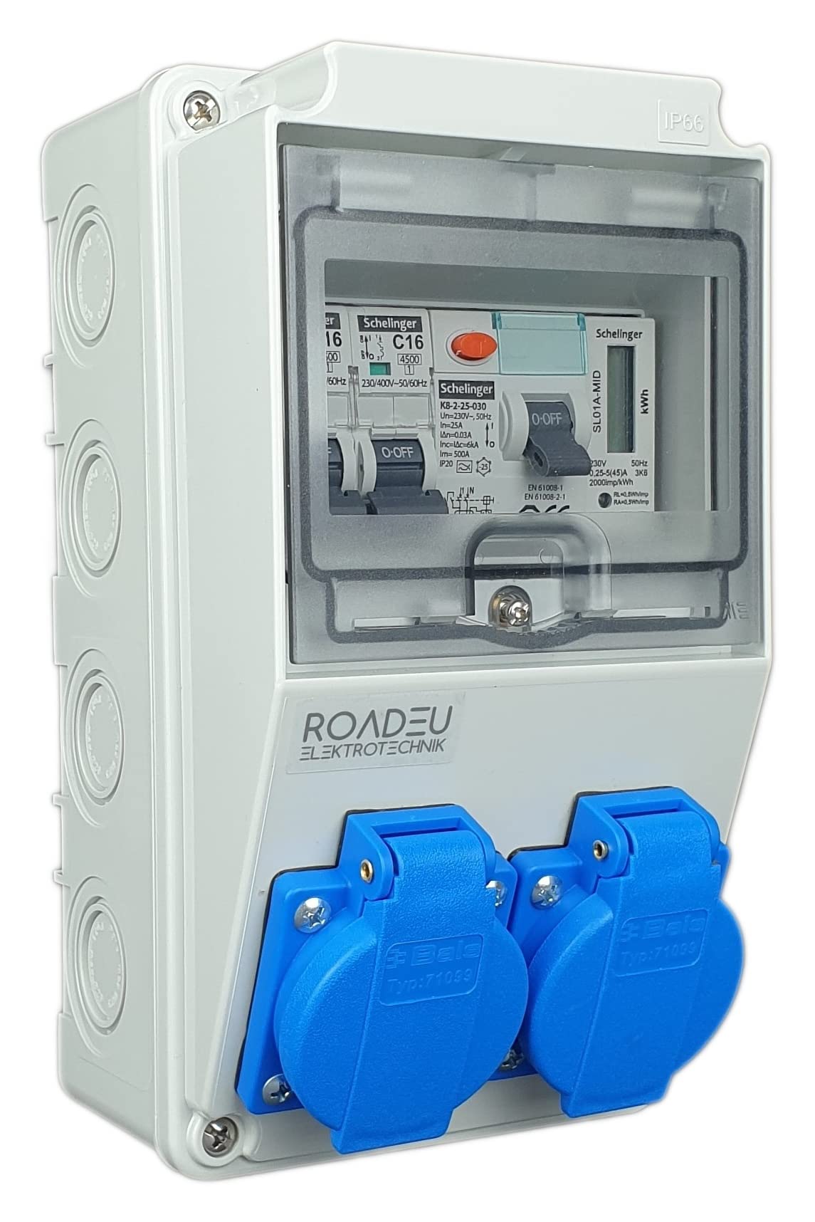 Quadro Elettrico Da Cantiere 230V Con 2 Prese Schuko E Interruttore Differenziale 25A – IP44, Magnetotermico C16A, Per Interni Ed Esterni