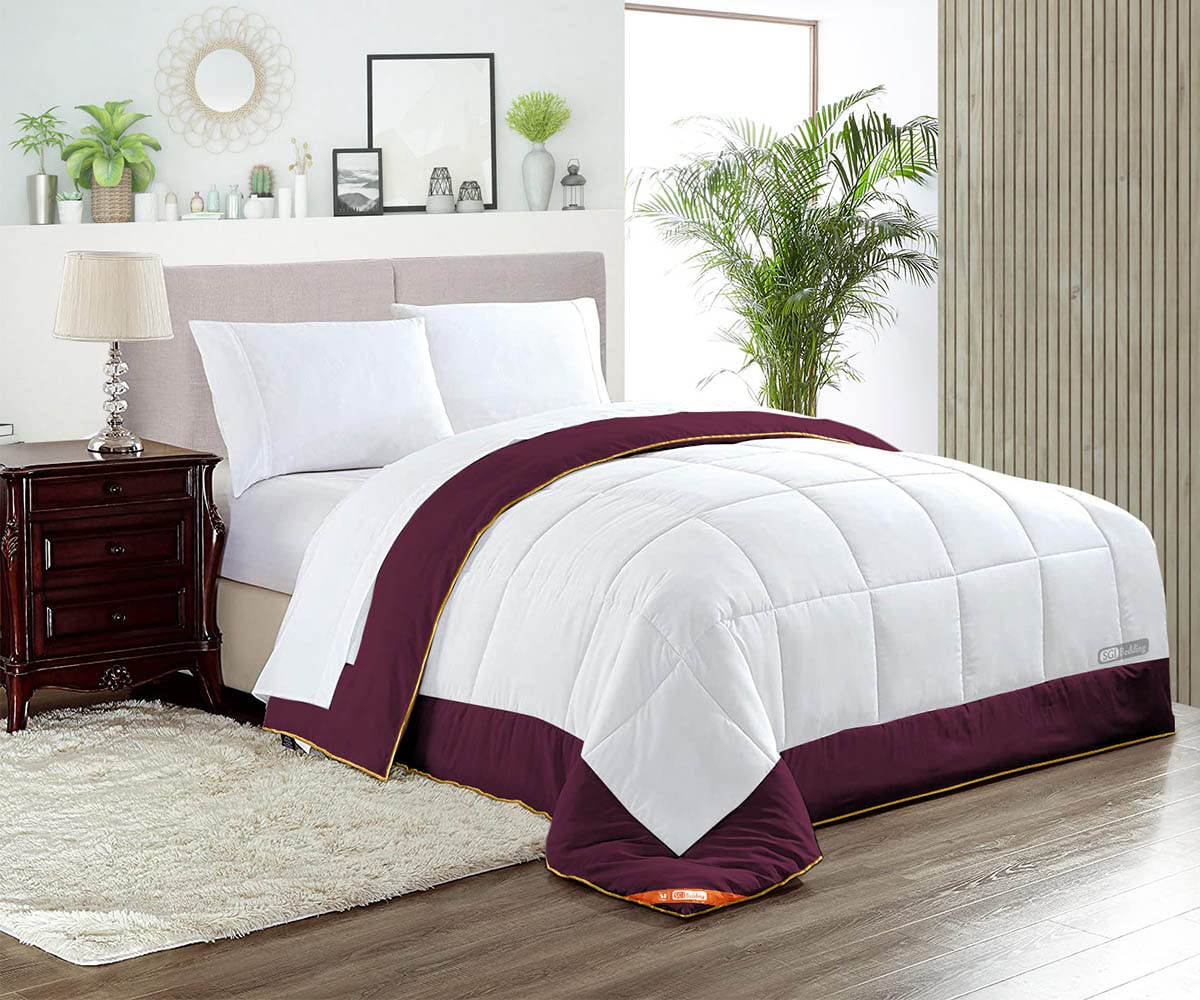 Vrindavan Bedding Microfiber Comforter 3Pcs Set :- 1 Comforter and 2 Pillowcases Lightweight with Plush Down Alternative Filling - Fluffy, Machine Washable for All Season (Two Tone Wine)