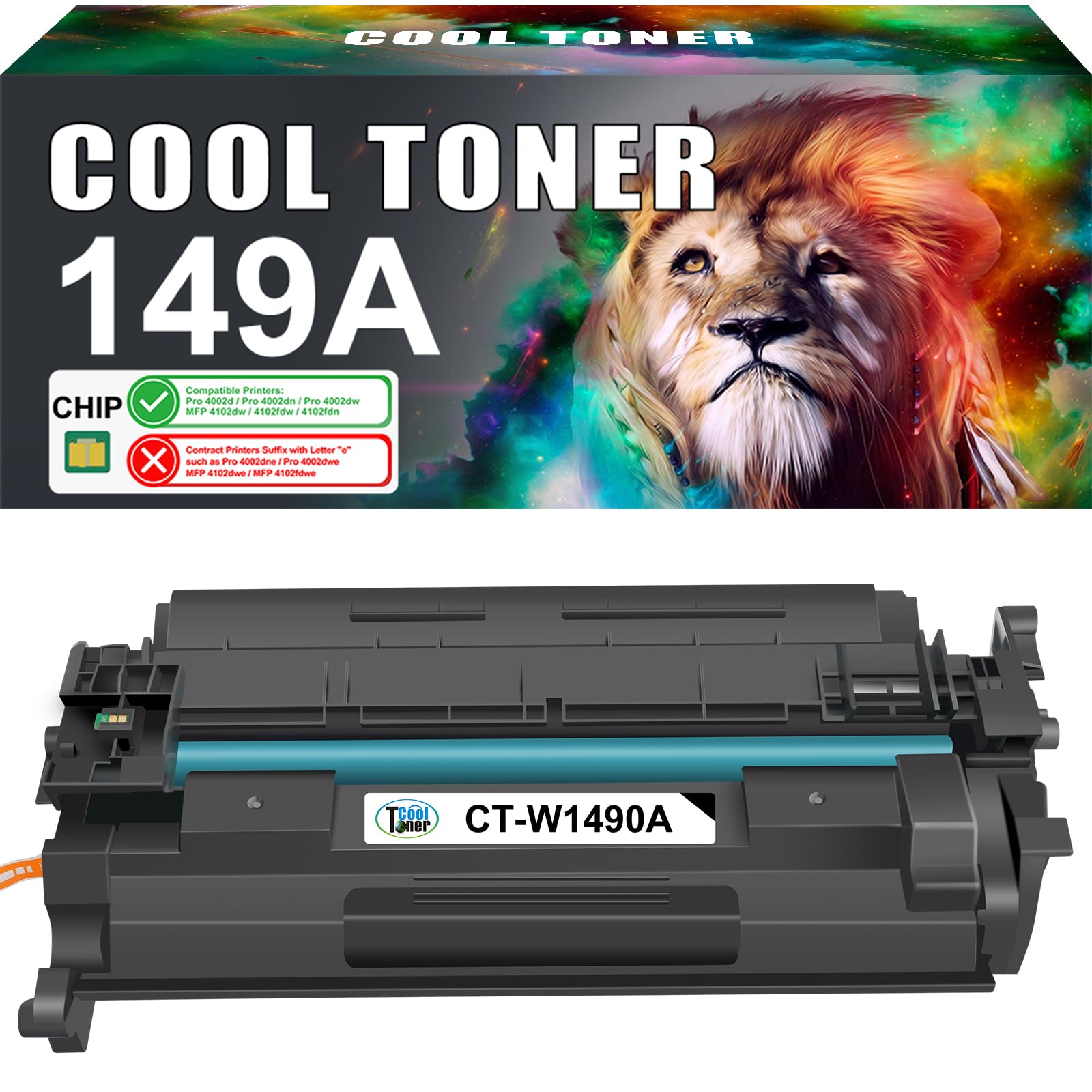 Cool Toner 149A (Mit Chip) Kompatible für HP LaserJet Pro 4002dn Toner 4002dw 4002d 4002 MFP 4102fdw 4102dw 4102fdn 4102 149A 149X W1490A W1490X - Schwarz, 1er-Pack