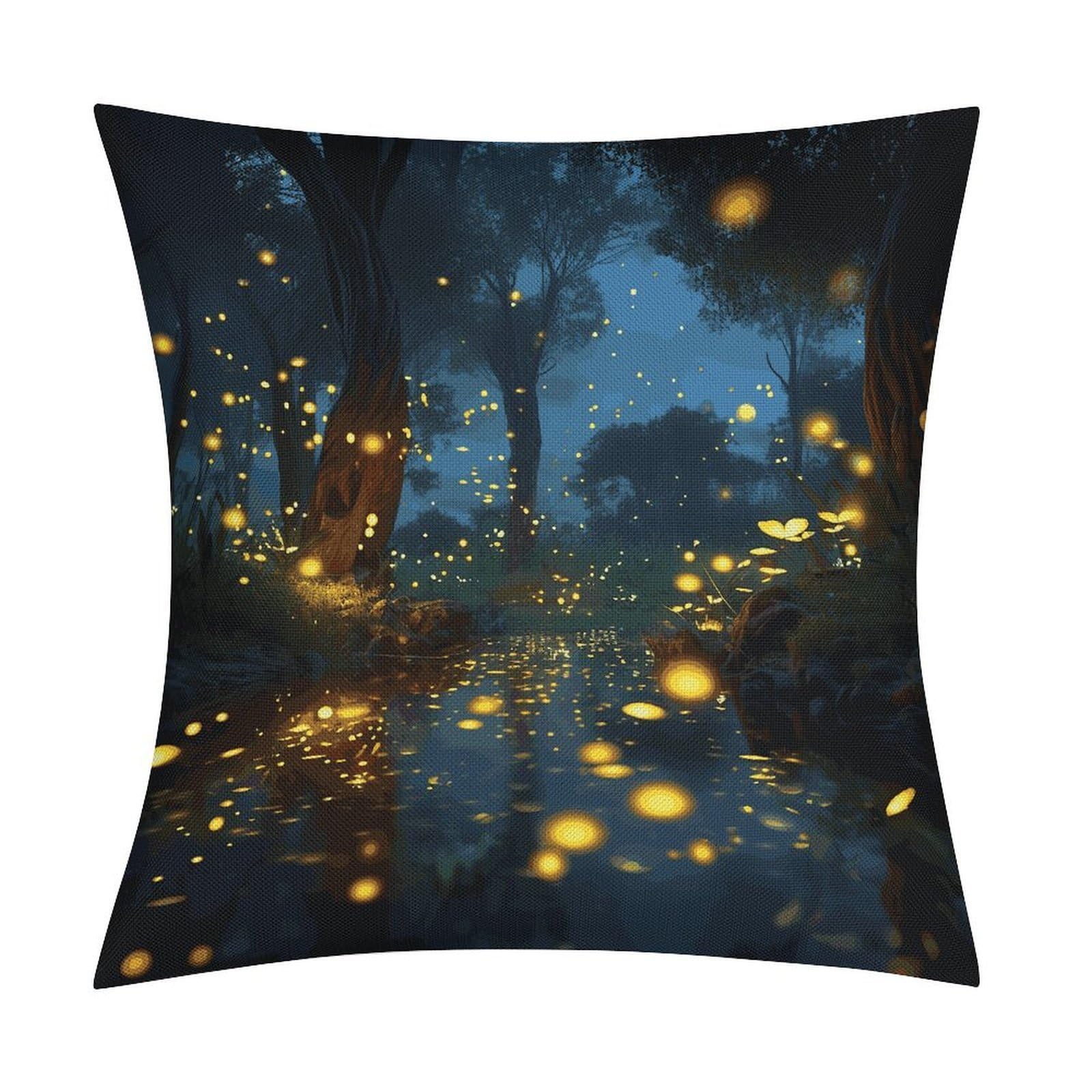 Fodpand Style Fireflies Pillow Covers 18X18 Inch, Pillow Cases Boho Farmhouse, Throw Pillow Covers For Couch Sofa Bed Spring Home Decor