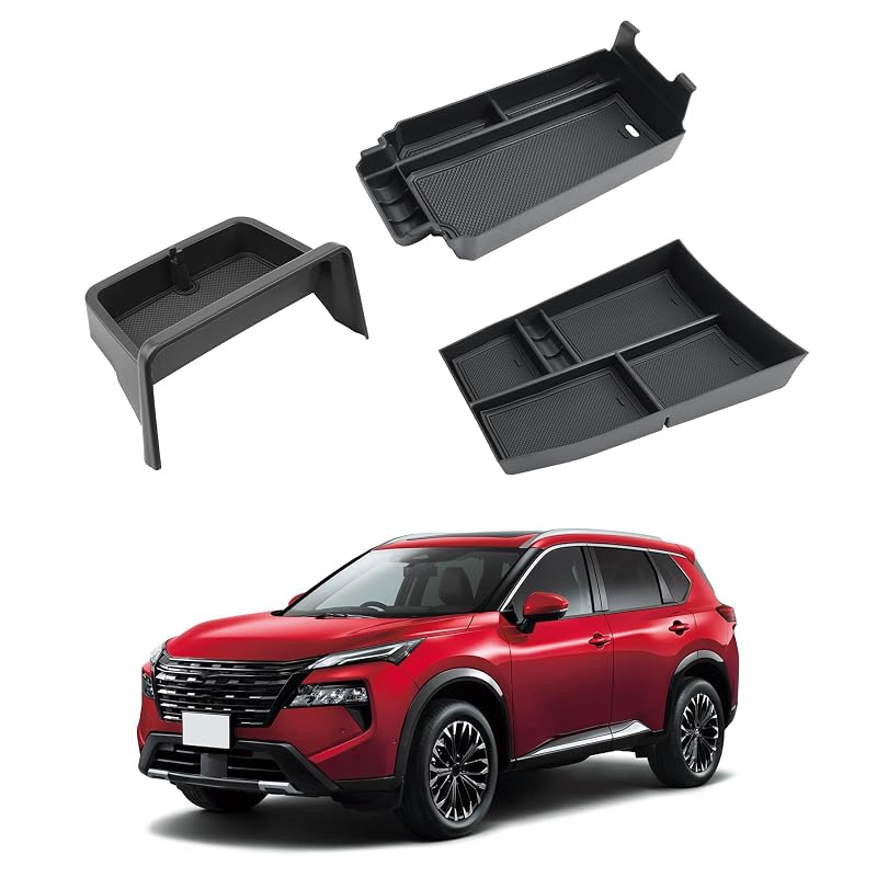 Kit Organizador para Nissan Rogue 2021-2026.5 ECOZEN com Bandejas para Console e Organizador Traseiro para Tela de 8 Polegadas, 3 peças