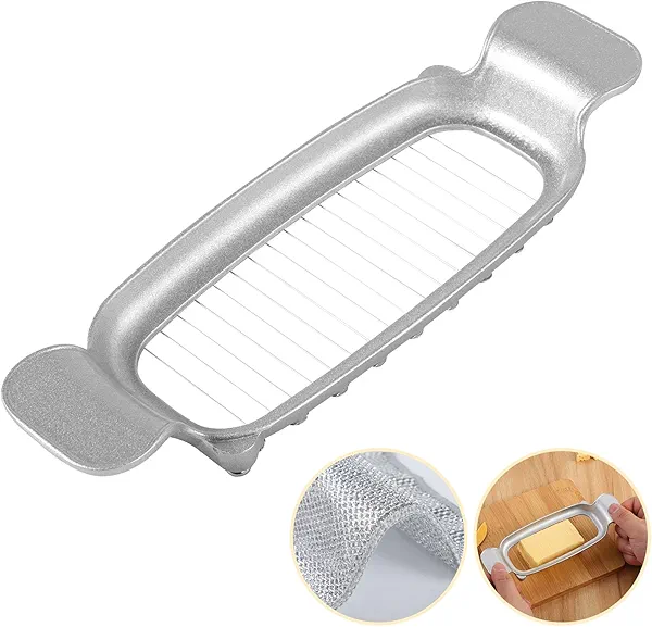 WYCWYQDR Butter & Cheese Slicer Stainless Steel Multipurpose Cheese Slicer，With Ergonomic Handle, Suitable For Cutting Cheese, Butter, Eggs, Fruit And Other Softer Solid Food Use.