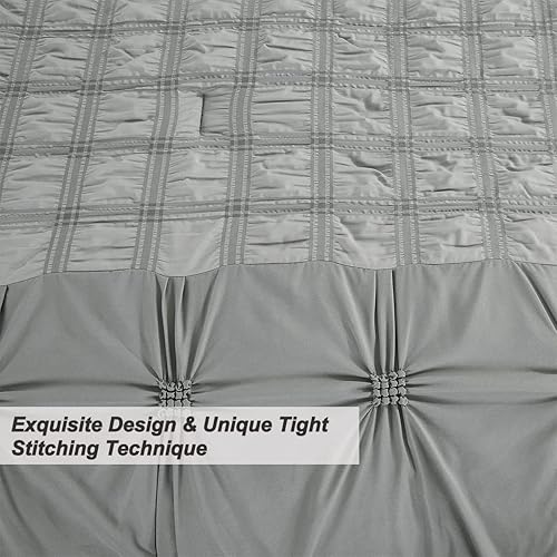 Miniatura 5 de MERRY HOME Juego de edredón de cama  Juego de edredón de tamaño Queen (14.11 ozm), juego de edredón de 7 piezas suave y cómodo para todas las