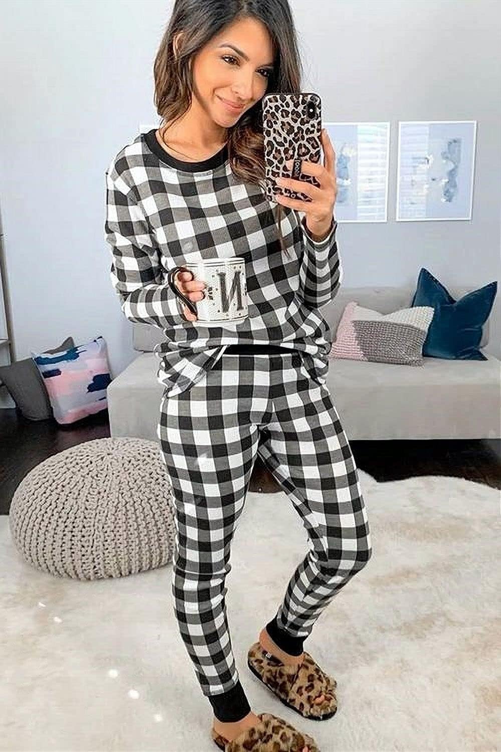 Ekouaer Womens Pajamas Sets Long Sleeve Tops with Jogger Pants image 2