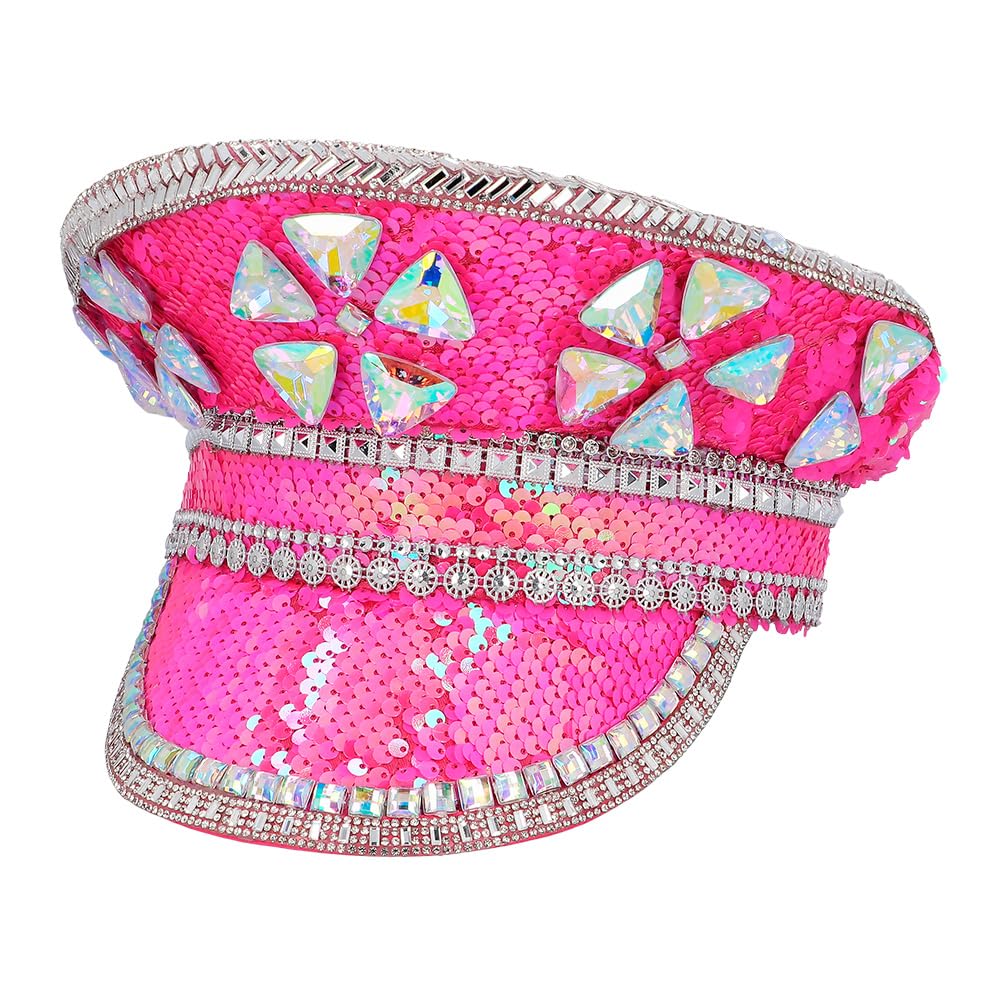 Boland 33035 Burning Man Hat Pink Peaked Cap with Sequins, Hat for Costumes Festival, Carnival and Theme Party - Image 2