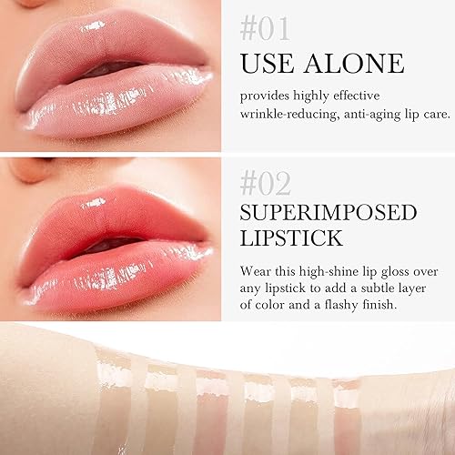 Miniatura 4 de EnMart 6 unidades de aceite de labios afrutado, esmalte labial hidratante brillante, no pegajoso hidratante brillo labial tintado, brillo labial