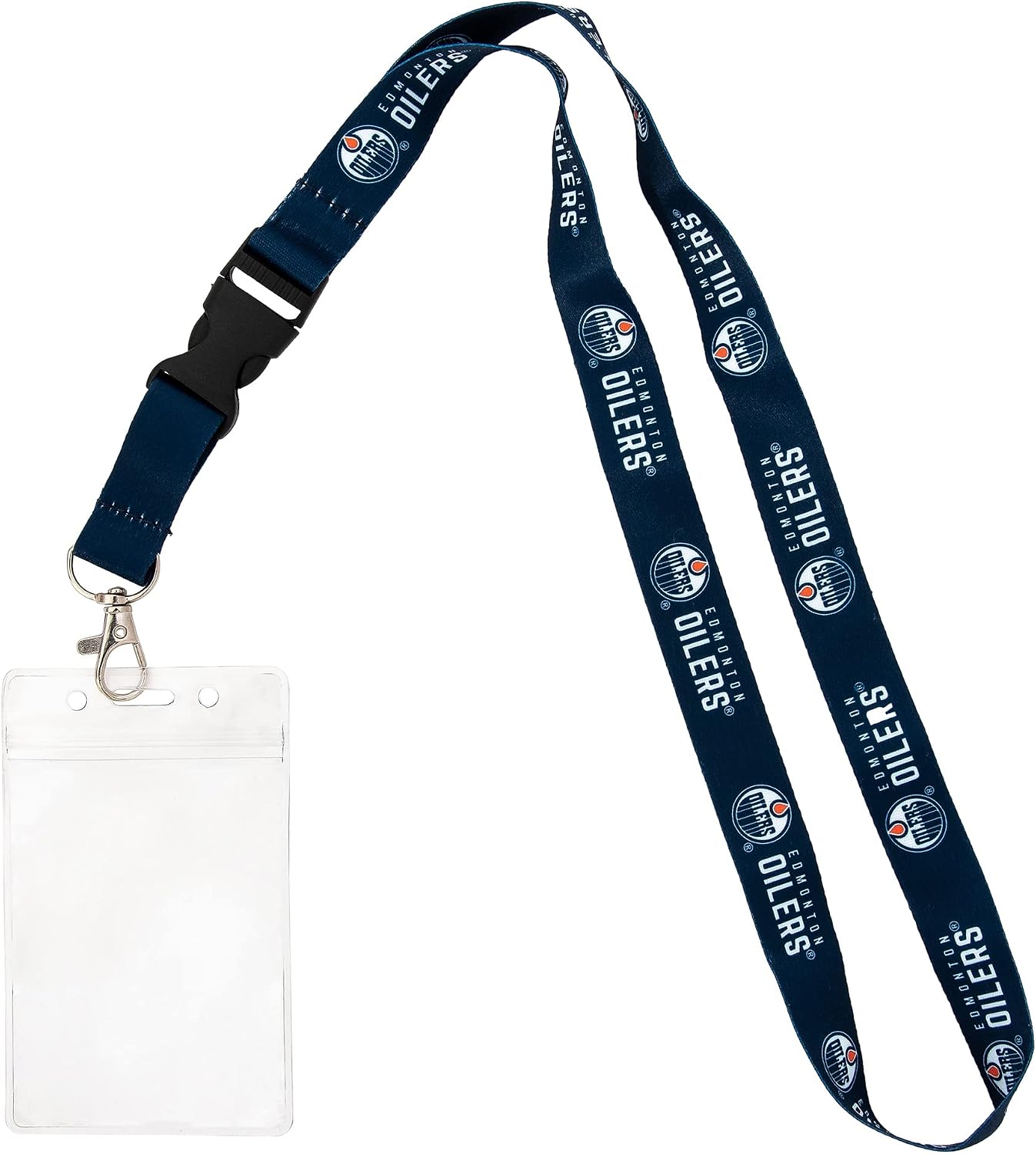 Desert Cactus Edmonton Oilers Lanyard NHL National Hockey League Car Keys ID Badge Holder Lanyard Keychain Buckle (Blue with Pouch)