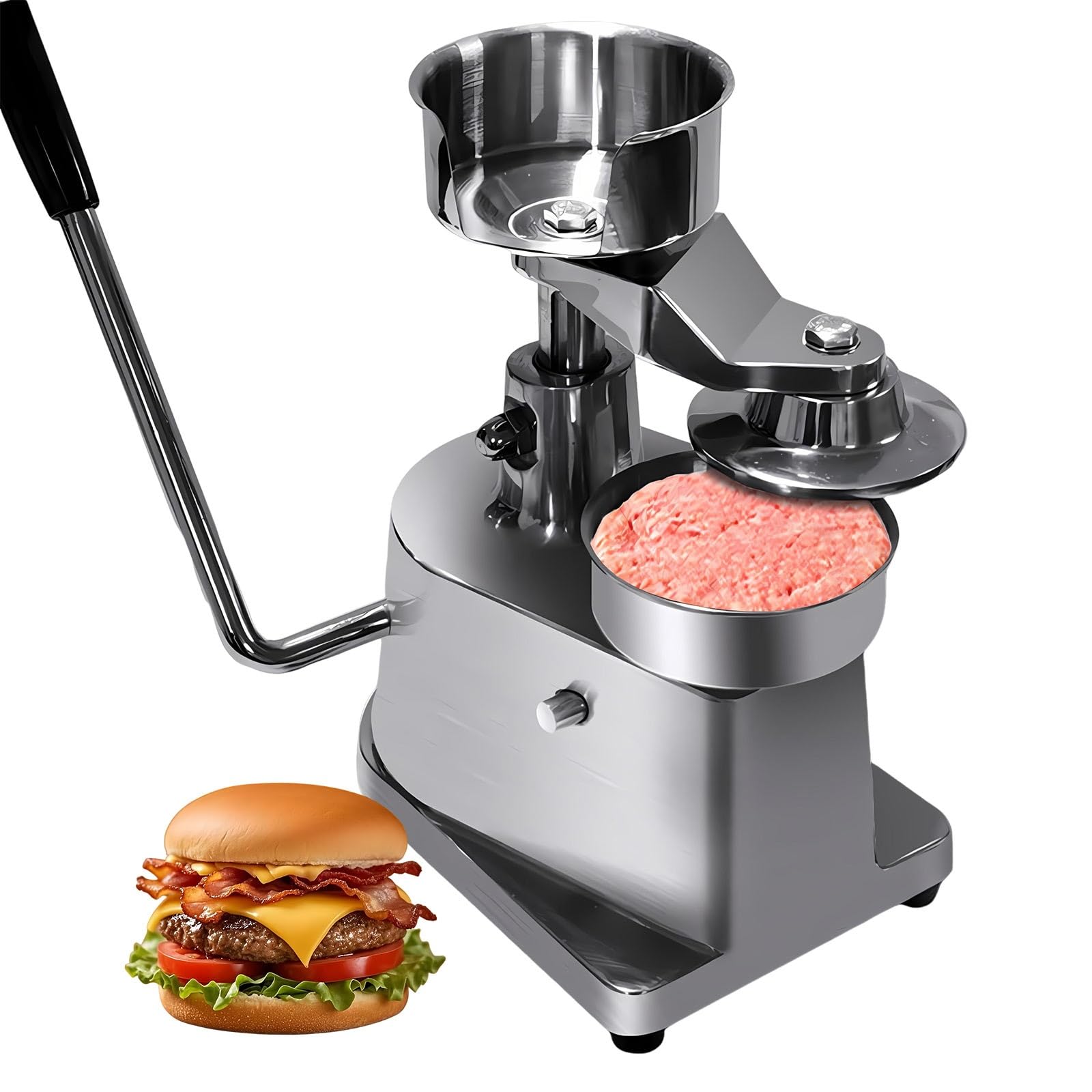 Prensa De Hamburguesa Acero Inoxidable Profesional, Burger Patty Maker Manual 4in/6in, Máquina Para Carne Picada, Uso Restaurante, BBQ Y Food Truck(4in)