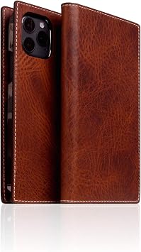 SLG Leather Diary Case for iPhone 12 Pro Max, D7 Italian Wax Leather, Notebook Type Case with Card Storage, Handmade Craft, iPhone 12 Pro Max Brown