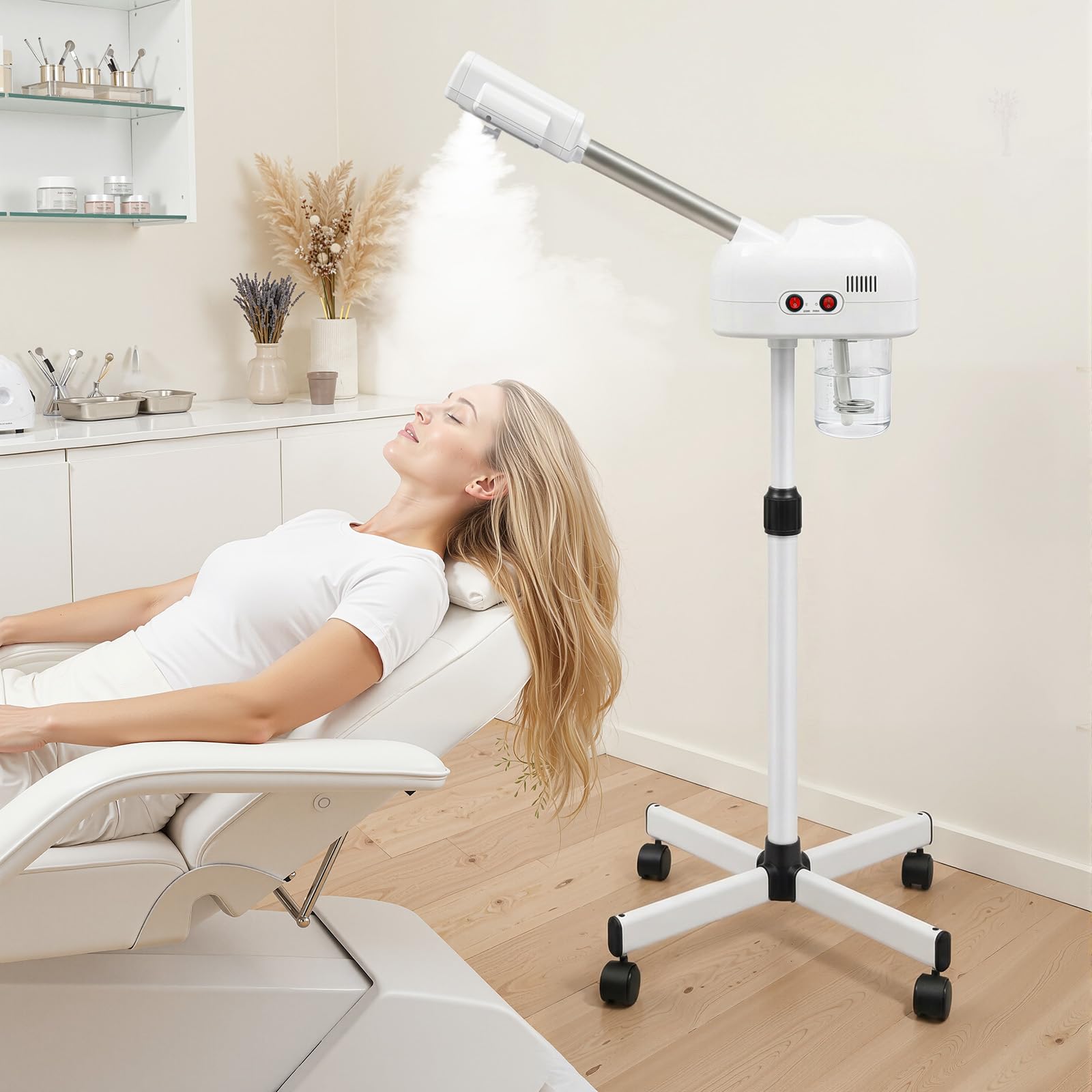 Digital Ozon Gesichtsdampfer Vapozon 2in1, 750ml Wassertank, Höhenverstellbar & 360° drehbare Düse, Automatische Abschaltung bei Wassermangel, Für Kosmetikstudio & Haushalt (Style 1)