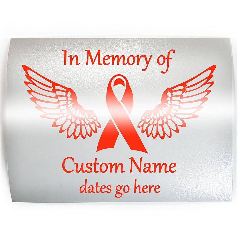 MEMORIAL Spinal Cancer Orange Ribbon with Wings ADD YOUR CUSTOM WORDS, COLOR