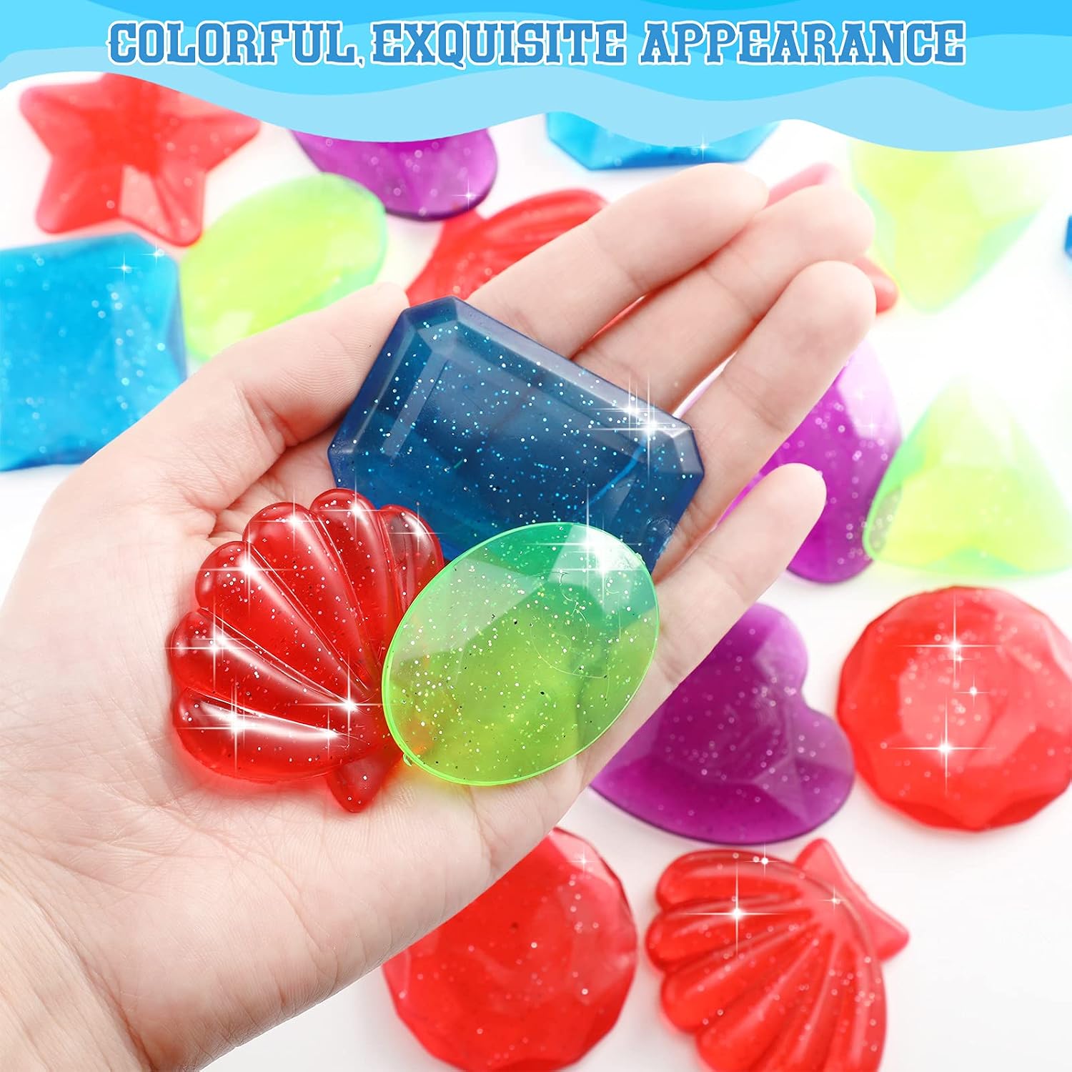 24 Pieces Big Dive Gem Pool Toys, Colorful Big Sinking Diving Gems Dive Crystals, Summer Underwater Swimming Toy Set for Games Pool Use