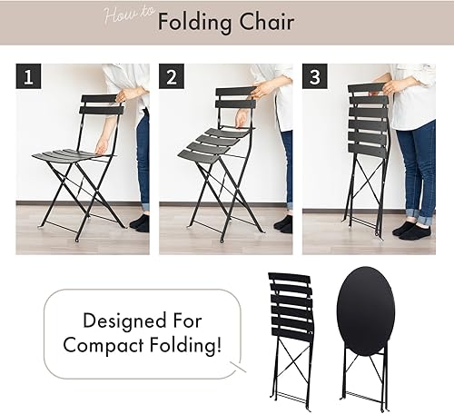 Miniatura 4 de US001 - Juego de muebles plegables para interiores y exteriores, 2 sillas y 1 mesa, resistente a la intemperie para exteriores e interiores, juego