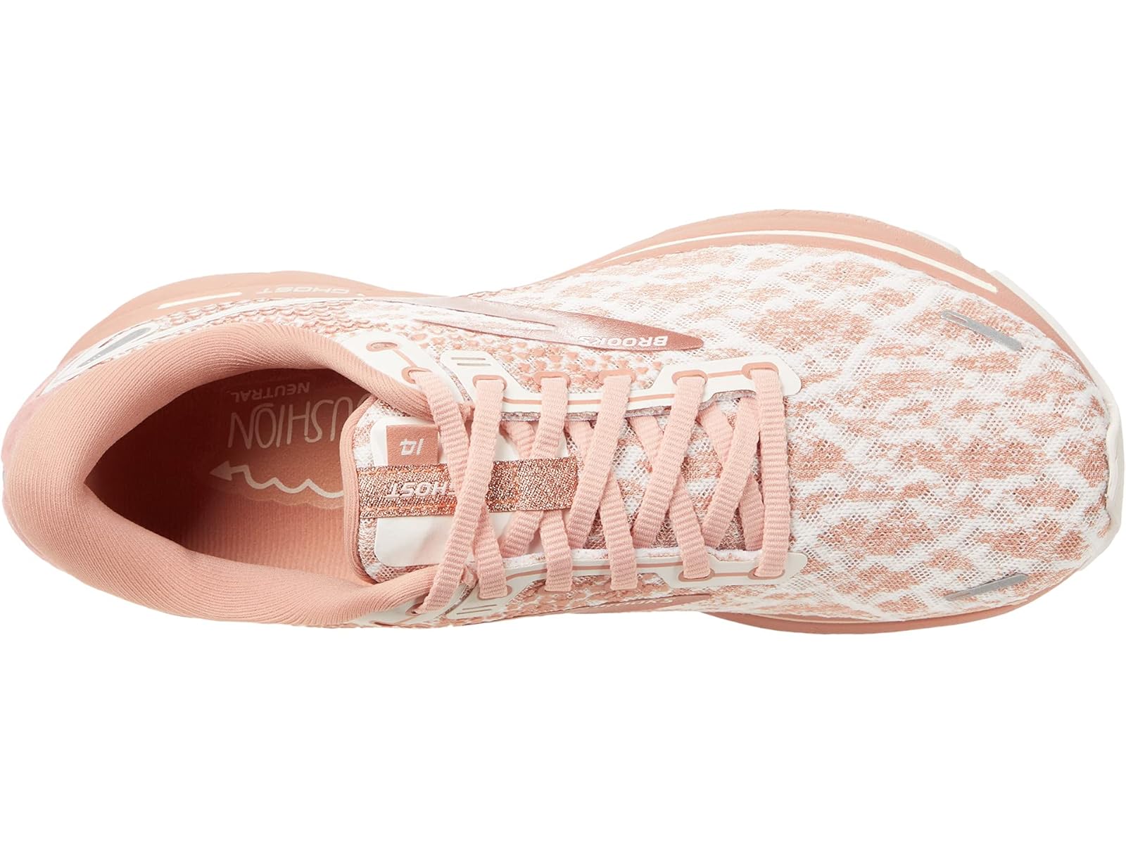 Brooks Womens Ghost 14 Delicacy/Brown/Coral Cloud Running Shoes Size 9.