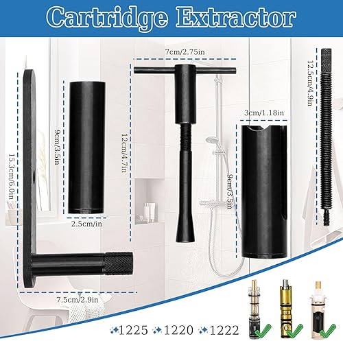 Miniatura 6 de Herramienta profesional de extracción de cartuchos de válvula de ducha compatible con la serie Moen 1220, 1225 y 1222 Posi Temp - Fácil de usar
