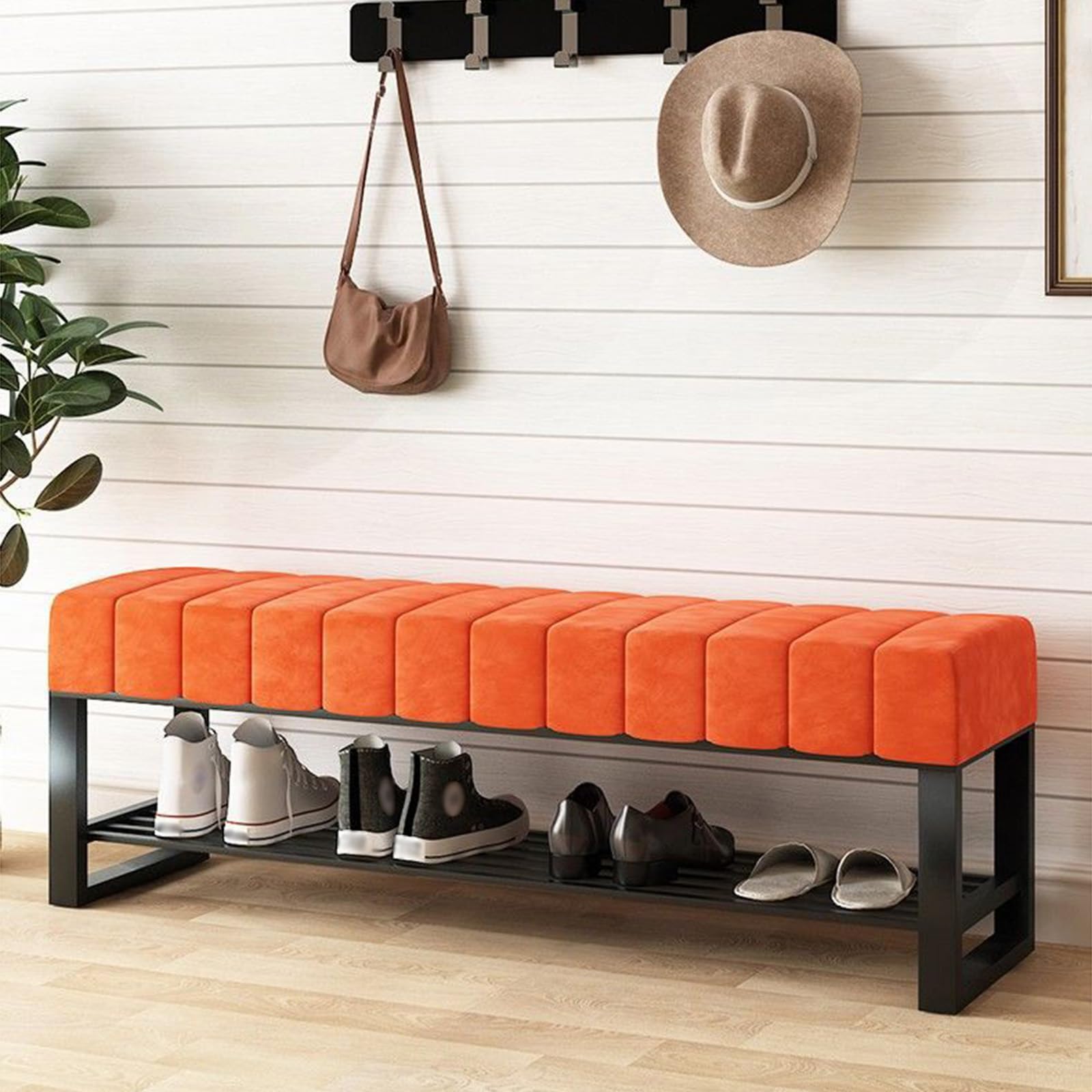 Banc à chaussures design pour un salon et un couloir chaleureux