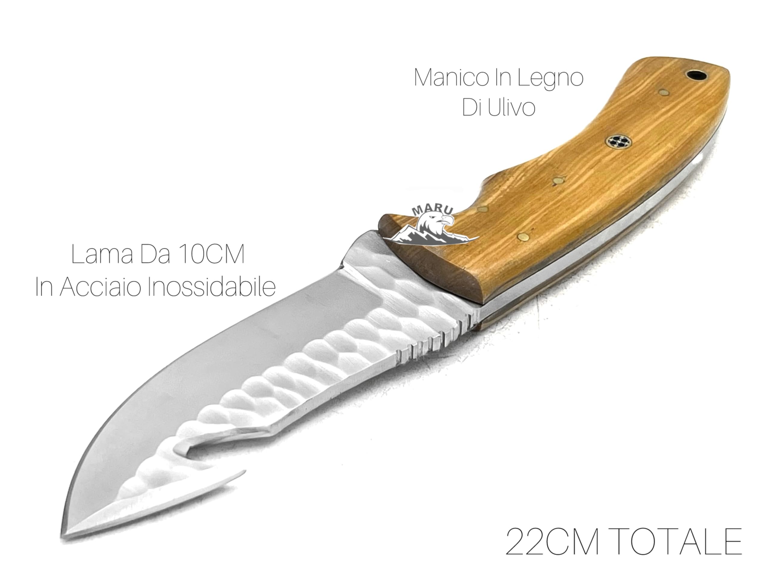 Coltello Artigianale Skinner Lama in Acciaio INOX Manico Legno, Coltello Lama FIssa Da Caccia Collezione Con Fodero