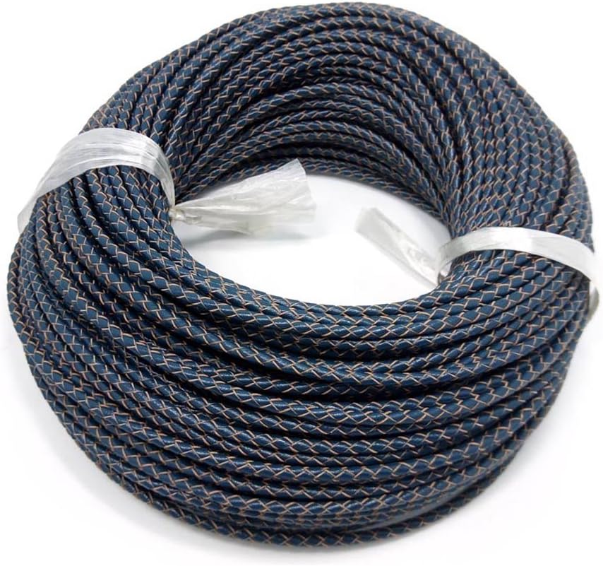 Genuine Leather Cord 5m 6.0mm Diameter Braid 100% Real Cowhide Cord fit Bracelet and Necklace DIY 18 Colors (24(6.0mm Antique Reddish Brown))