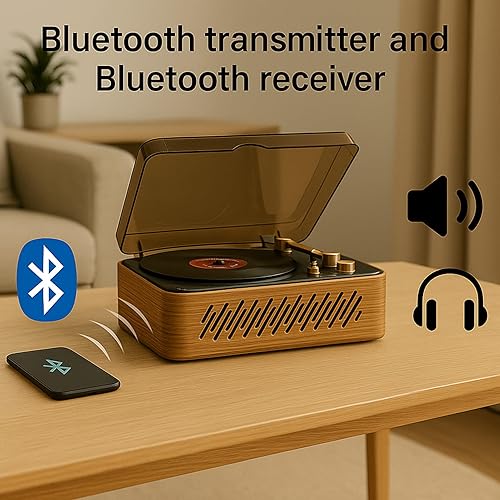Miniatura 4 de Reproductor de CD retro con altavoces, reproductor de CD portátil Bluetooth para el hogar y el automóvil, radio FM, AUXUSB, control remoto, diseño