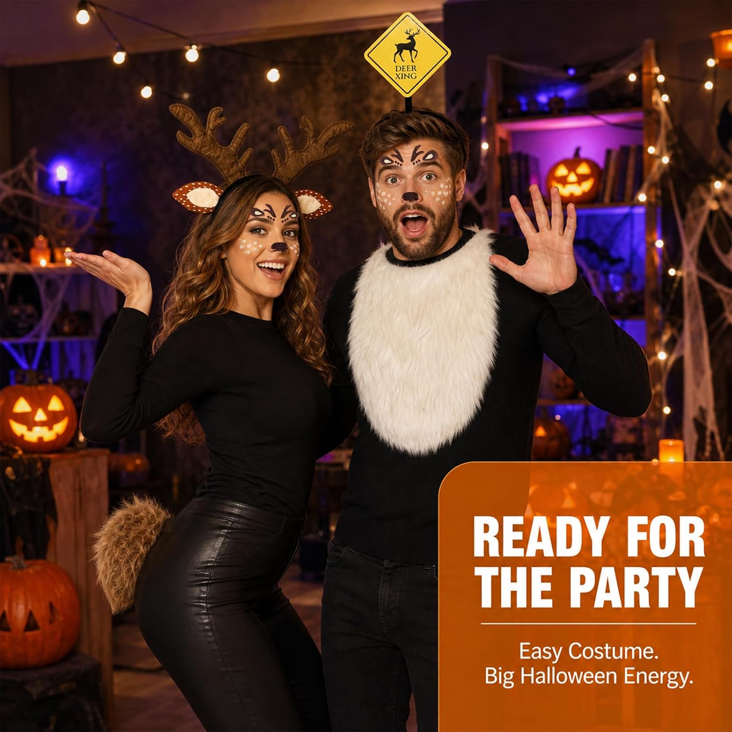 Halloween Deer Antlers Headband Couple Costume