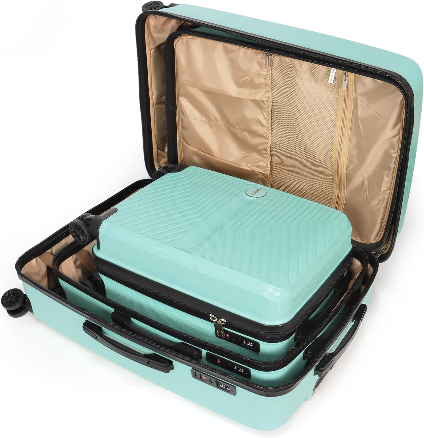 Luggage Set 3 Pieces -Suitcase Set - Luggage with Wheels - Check-in Luggage - PC + ABS Durable Suitcase Rotating Silent Wheels 3-Piece 20/24/28 Mint Green (mintgreen)