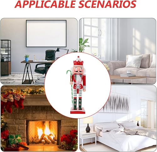 Vista 6 de Figura de cascanueces de Navidad de madera, cascanueces de madera, adorno de cascanueces de madera para decoración del hogar de escritorio