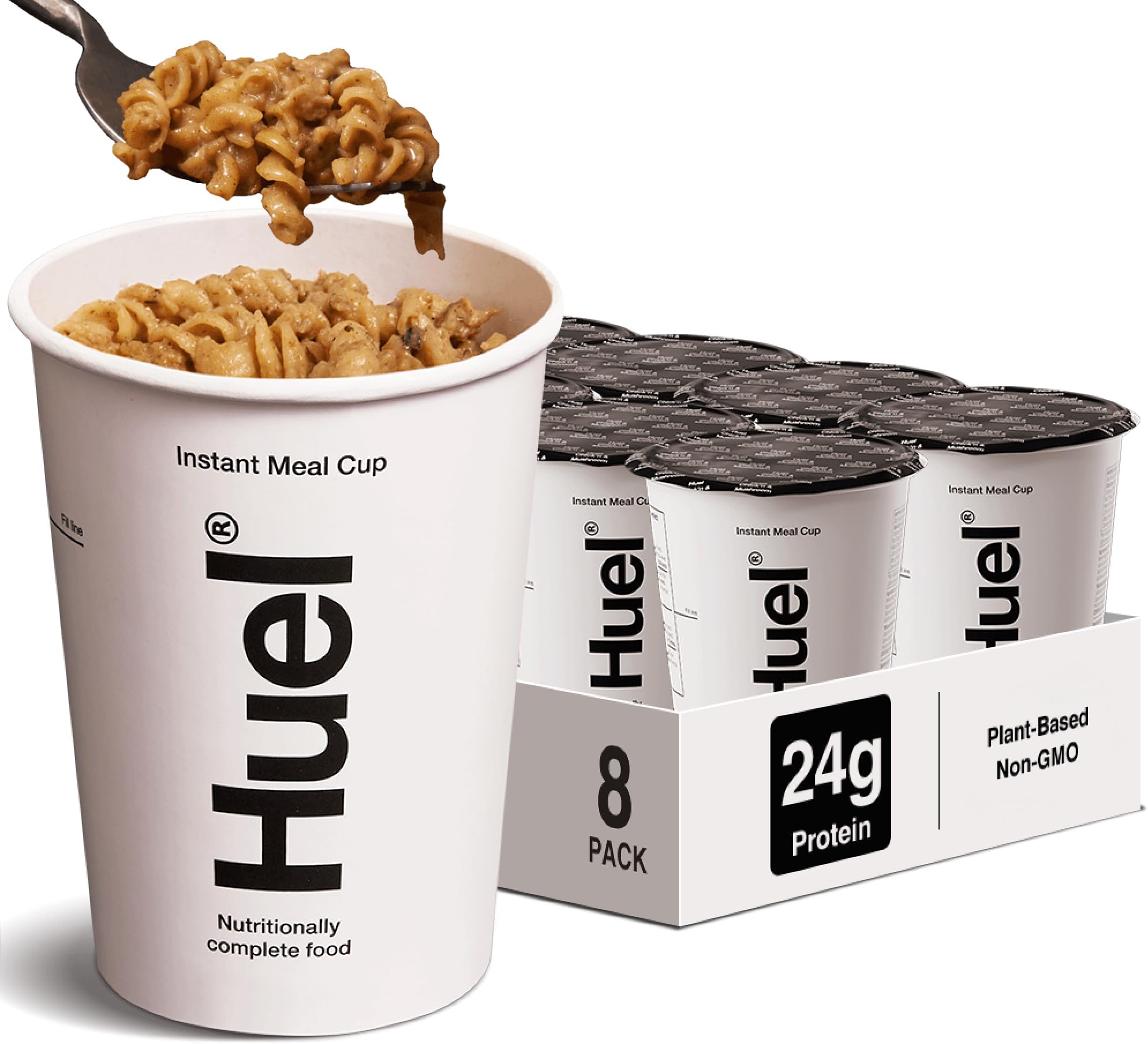 Hot and Savory Cups | Chick'n & Mushroom Pasta | 25g Protein Plant Based Instant Meal | 27 Vitamins and Minerals | 100% Nutritionally Complete | 8 Cups