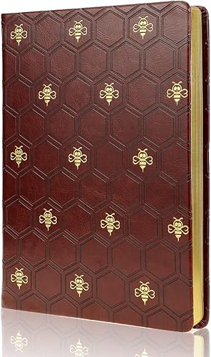 Mazeran Diario de cuero con tapa de abeja, con diseño de calavera y abeja, tamaño A5, 256 páginas, rayado, elegante, sello dorado, manual personal