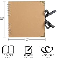 Vista 3 de Álbum de recortes (8 x 8 pulgadas) Álbum de recortes de 60 páginas ideal para tus álbumes de recortes DIY, boda y aniversario, álbum de fotos Marrón