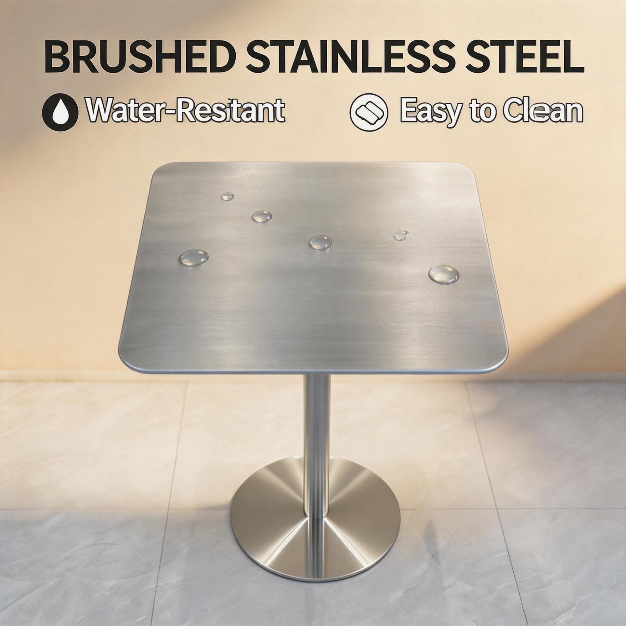 Elegante tavolino Rotondo, Tavolo da bistrot in Acciaio Inossidabile Facile da assemblare, Ideale per Soggiorno, Cucina, caffè, Balcone, Resistente alla ruggine