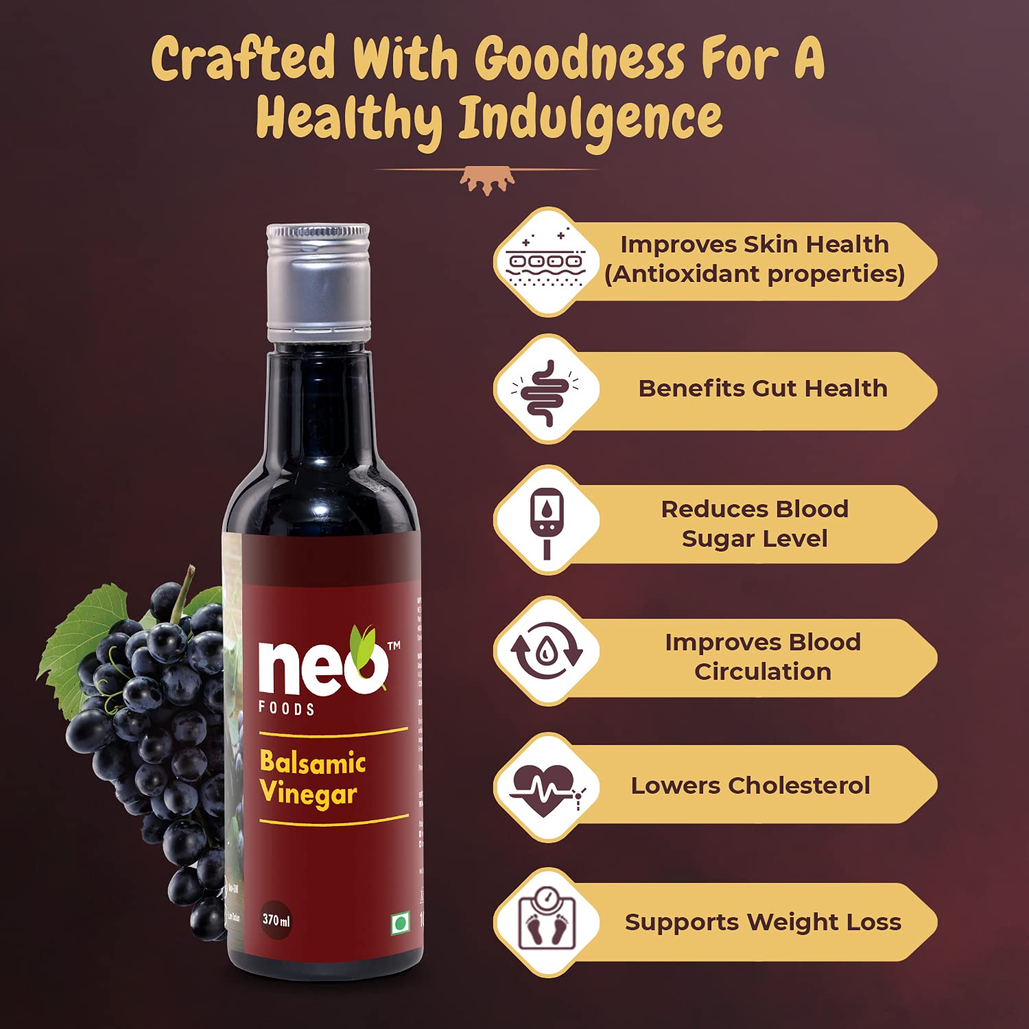 Neo Balsamic Vinegar 370ml I Naturally Made Rich in Nutrient and Antioxidants I Good For Hair & Skin - Image 5 thumbnail