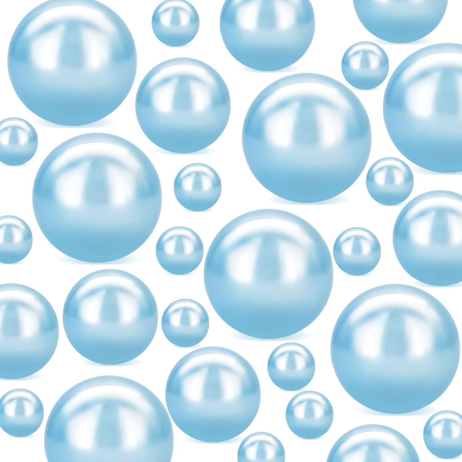 400Pcs Light Blue Pearl Vase Filler Beads, No Hole Faux Pearls Beads for Centerpieces Vases,Wedding Decorations, Birthday Party Home Table Decor,for Floating Candle(8/14/18mm)