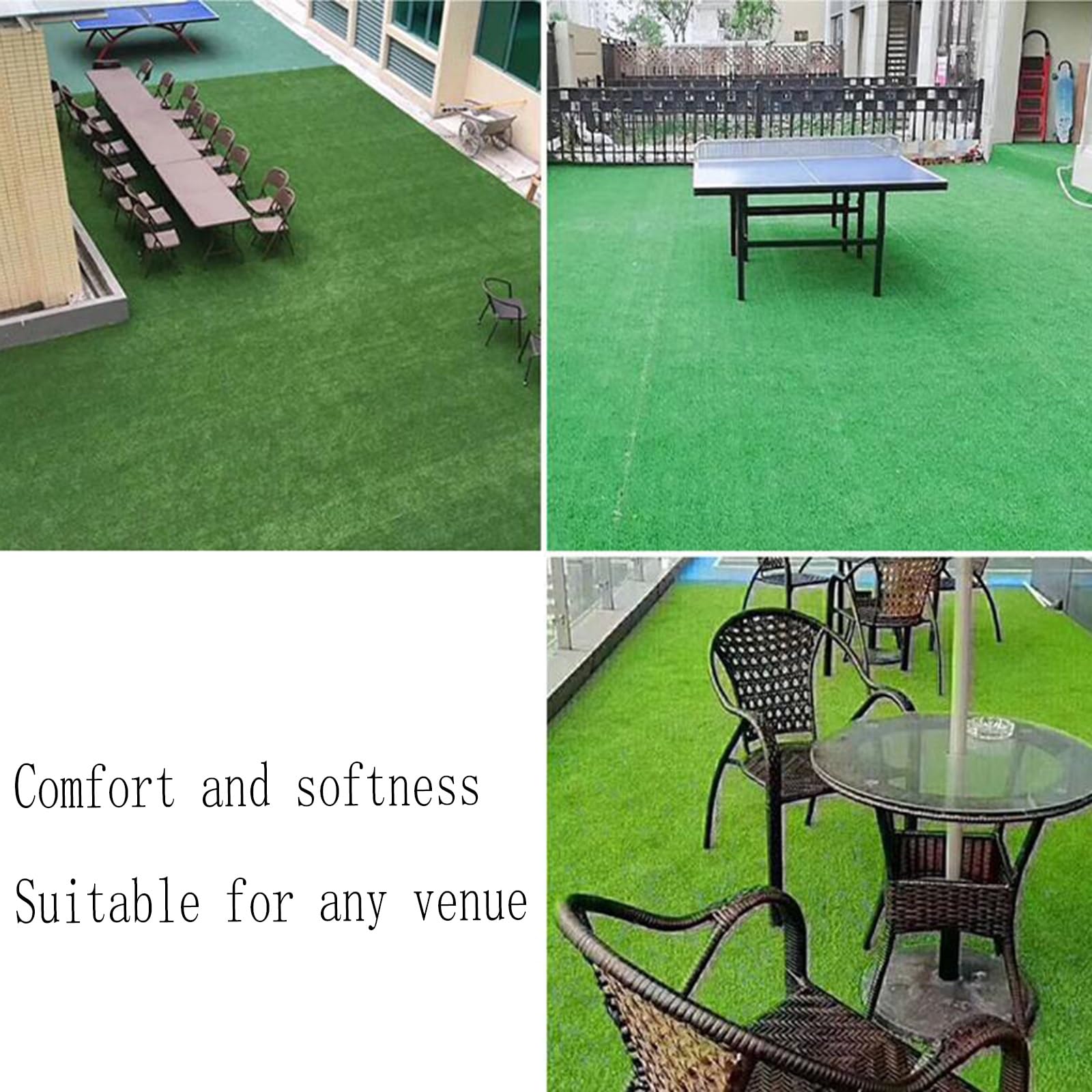 Tappeto in Erba Sintetica 2 m x 2 m, Tappeto in Erba Sintetica realistica per Uso Esterno, Sostituzione del Prato in plastica Resistente, Tappeto in Erba Sintetica Verde Spesso 3 cm