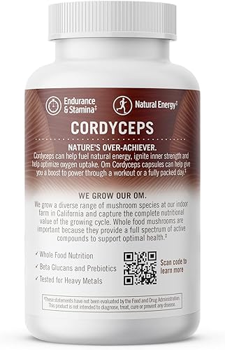 Miniatura 9 de Om Mushroom Superfood Cordyceps Mushroom Capsules Suplemento de superalimentos, 90 unidades, 30 días, energía, potencia, resistencia y soporte de