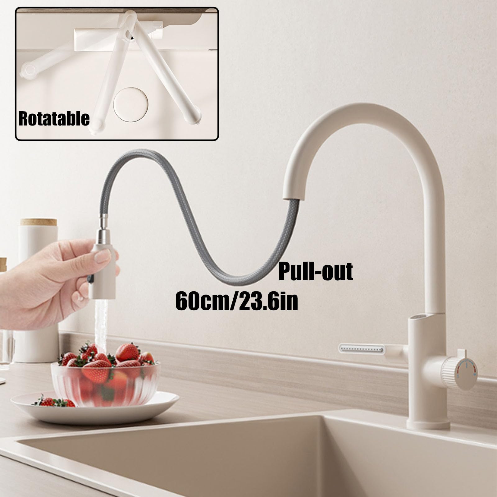 Grifo pulverizador extraíble de una sola manija para fregadero de baño, cocina y uso en caravanas