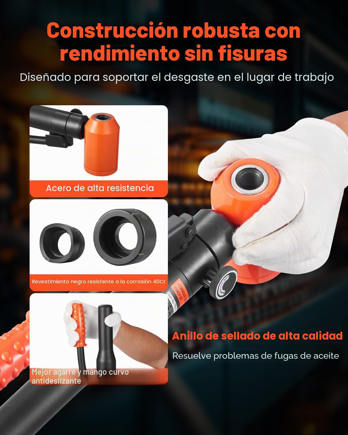 VEVOR kit de Perforación Hidráulica de 10 T, con 6 Punzones de 22,5 a 61,5 mm, para Metal, Acero Inoxidable, Aluminio y Plástico, para Talleres, Obras de Construcción e Instalaciones Eléctricas