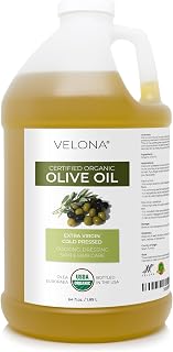 velona USDA Certified Organic Olive Oil - 64 Fl Oz | 100% Pure and Natural Carrier Oil | Extra Virgin, Unrefined, Cold Pressed | Cooking, Dressing, Face, Hair, Body & Skin Care | Use Today - Enjoy Results