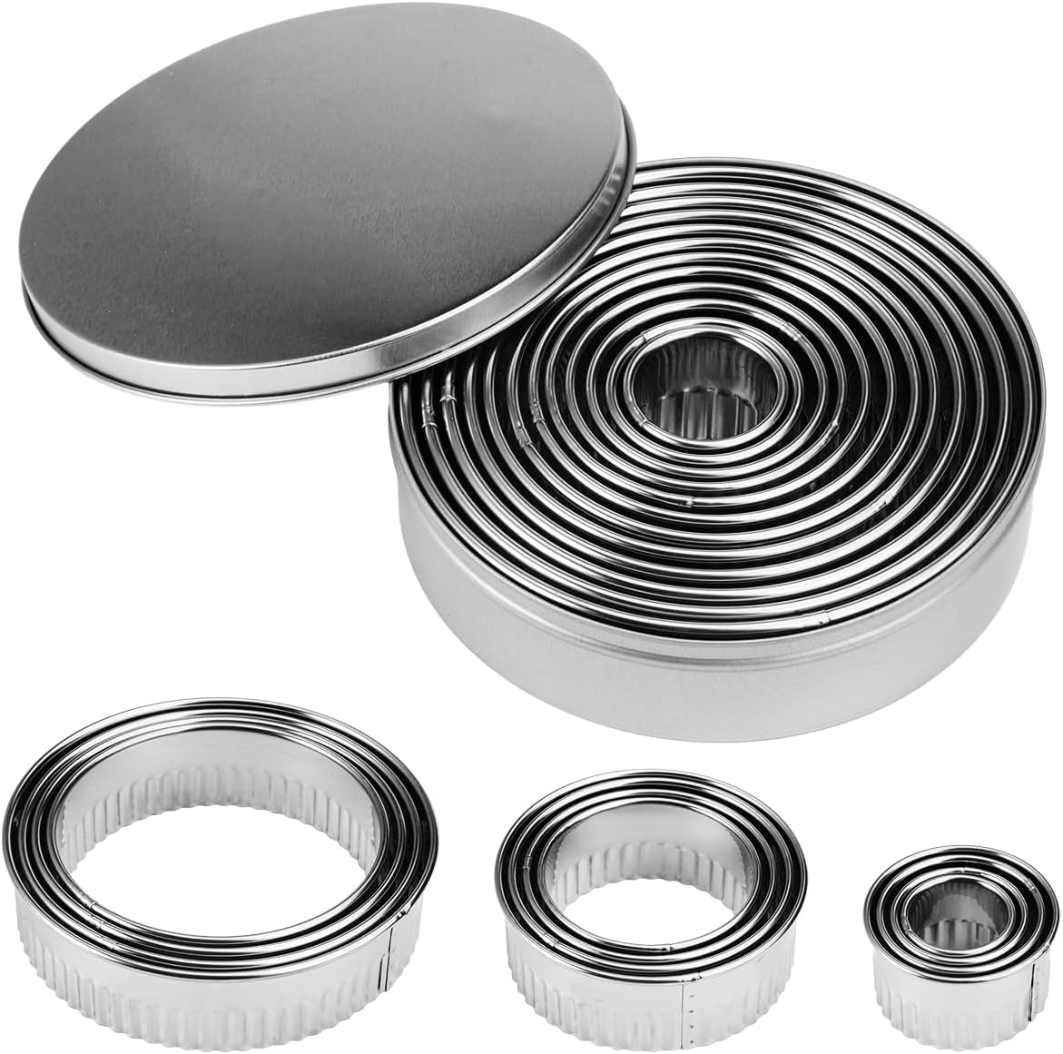 AVANA Ausstechformen Sterne 5 Stück Edelstahl - Weihnachts Ausstecher Set Für Plätzchen Silber