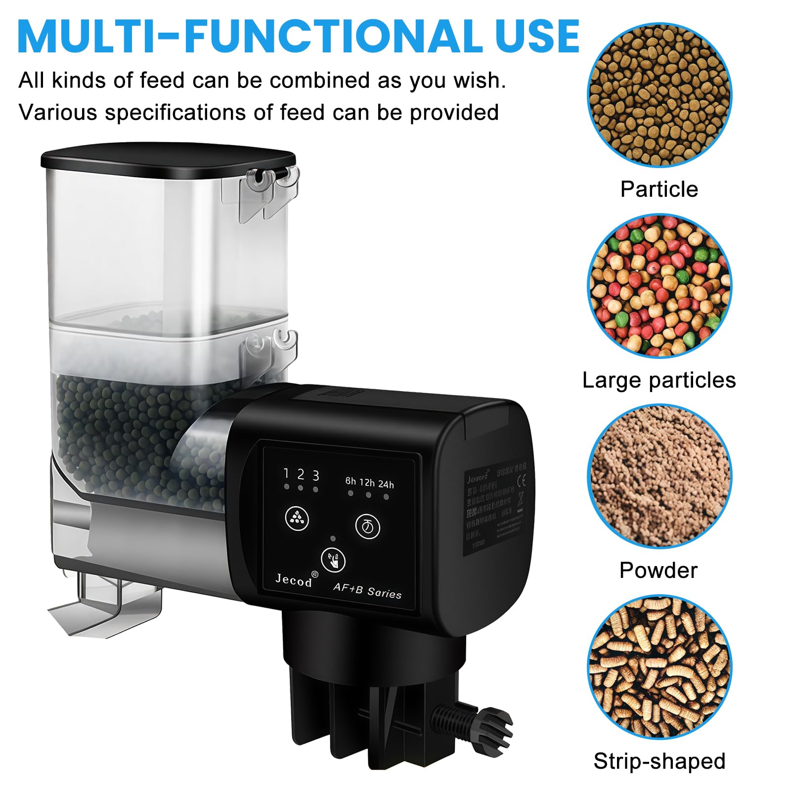 Distributeur automatique de nourriture pour aquarium Sporgo : 250 ml Distributeur automatique de nourriture pour poisson, réglable, distributeur de nourriture pour poissons, distributeur automatique