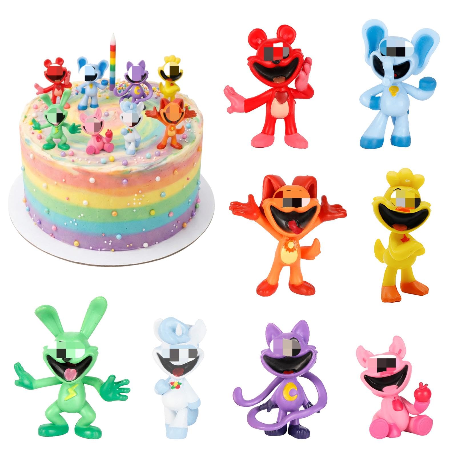 Ainvliya 8Pcs Smi-ling Collectible Figurines Set, Mini Collectible Toys Cartoon Cake Topper for Kids Adults Creative Desk Decorations Gifts for Fans Friends